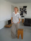 Line polo med striber - Hvid/beige/navy