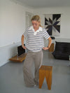 Line polo med striber - Hvid/beige/navy