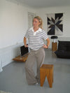 Line polo med striber - Hvid/beige/navy