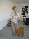 Line polo med striber - Hvid/beige/navy