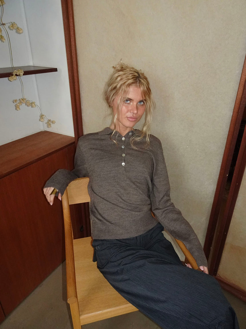 Jajana polo striktrøje - Brun