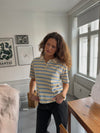 Autine stribede polo t-shirt - Gul/Lyseblå/Beige