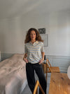 Autine stribede polo t-shirt - Gul/Lyseblå/Beige