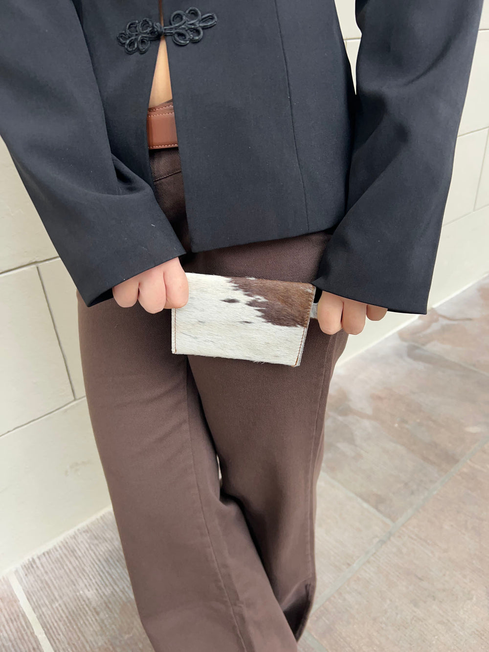 Lonia pung i koskind - Brun/hvid/sort