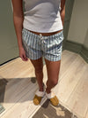 Mily stribede pyjamas shorts - Lyseblå/grøn/hvid