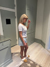 Mily stribede pyjamas shorts - Lyseblå/grøn/hvid