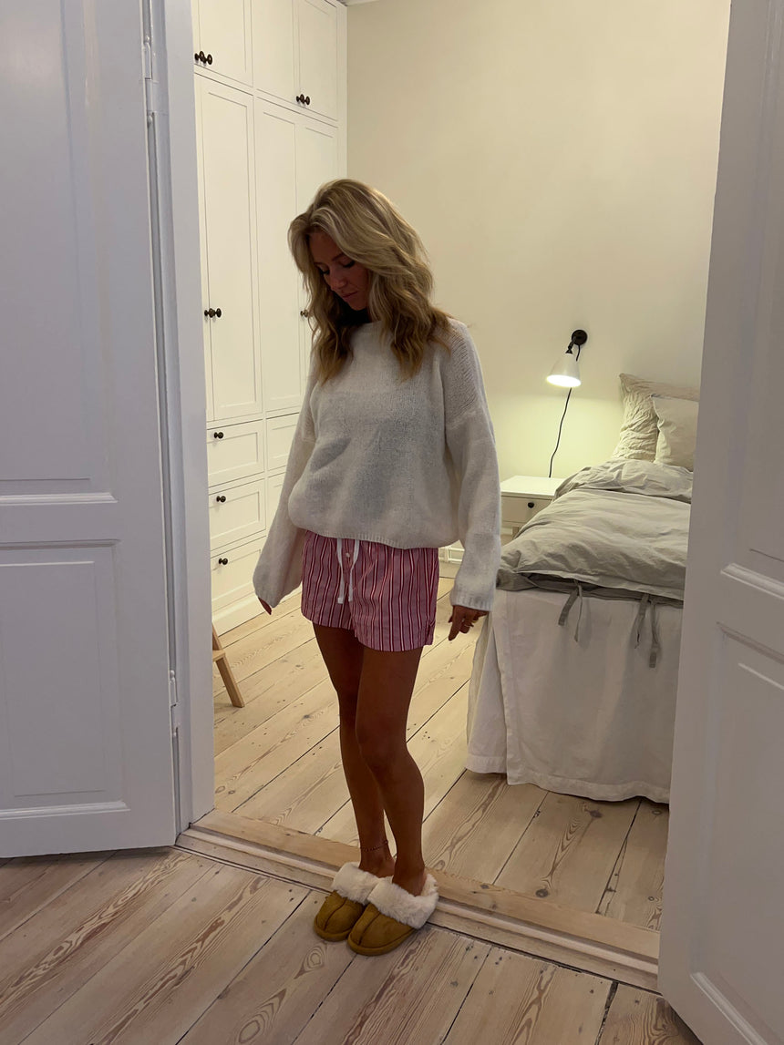 Mily stribede pyjamasshorts - Rød/hvid