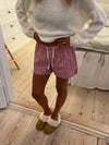 Mily stribede pyjamasshorts - Rød/hvid