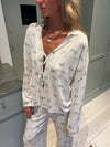 Linnea pyjamasbluse med sløjfer - Off white