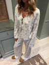 Linnea pyjamasbluse med sløjfer - Off white
