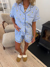 Elva stribede pyjamas sæt med citroner - Blå/hvid