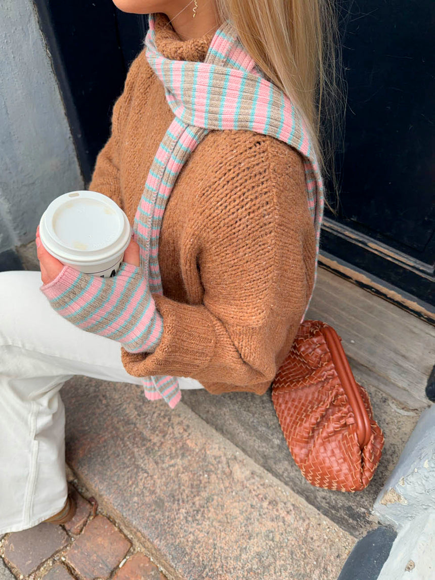 Mio sæt handsker og tørklæde - Lyserød/grå/blå