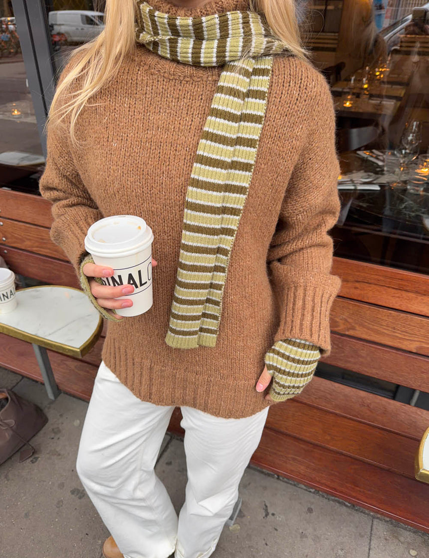 Mio sæt handsker og tørklæde - Grøn/brun/kaki