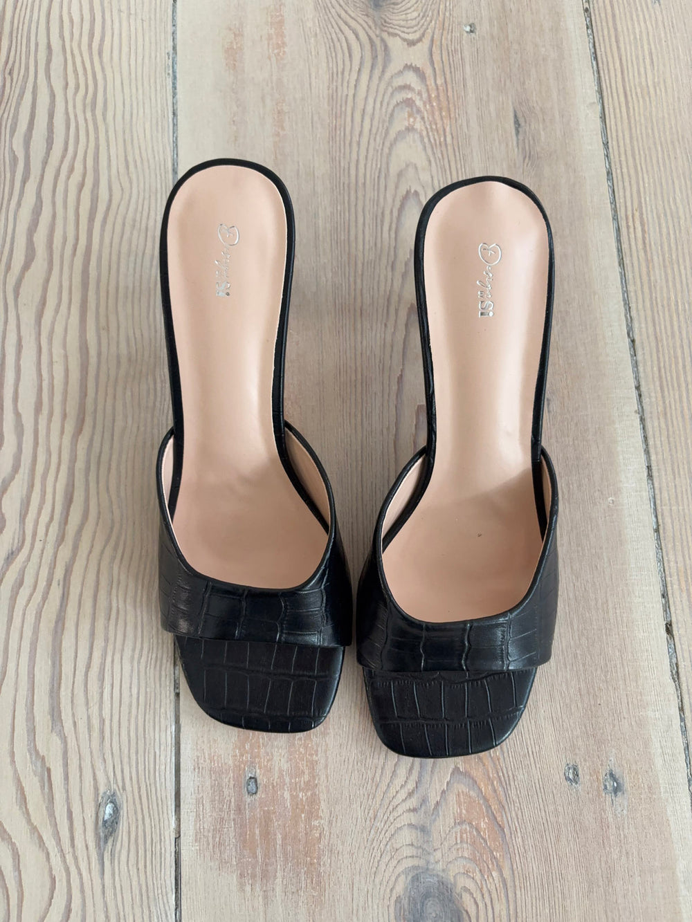 Christie sandaler med hæl i slangeskind  - Sort