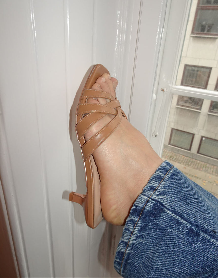 Pimkie sandaler med hæl - Lysebrun