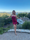 Siena satin bandeau kjole - Rød