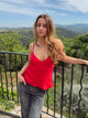 Melivia satin top - Rød