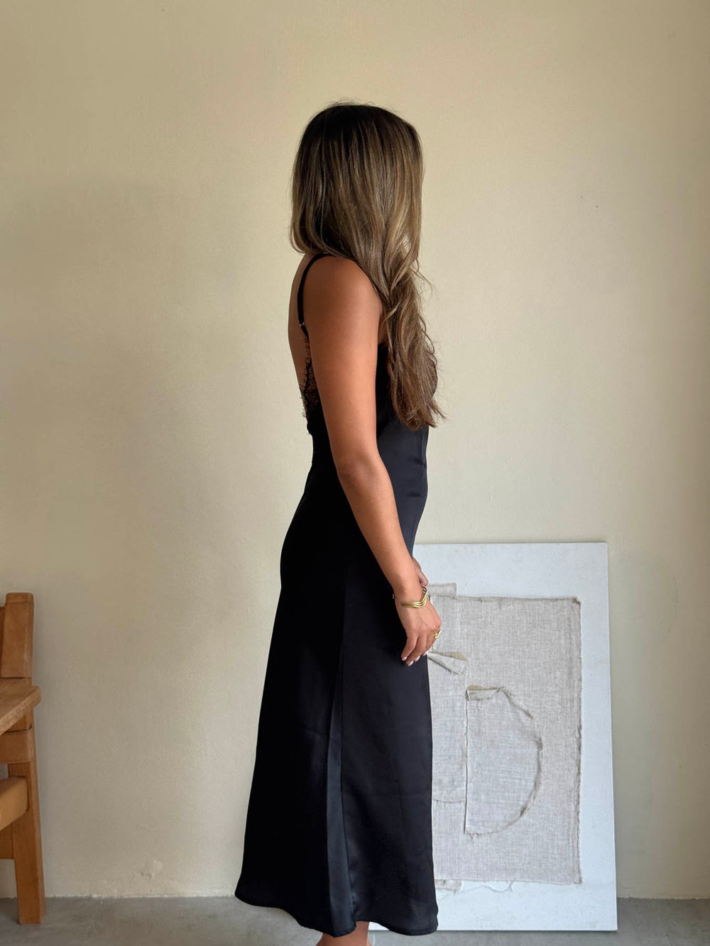 Minnie satinkjole - Sort