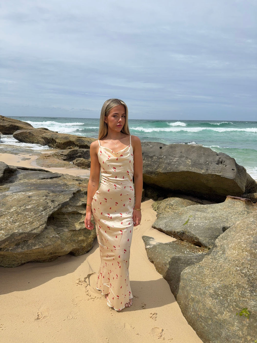 Juliana satinkjole - Guld