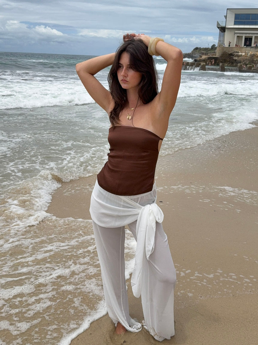 Belle satintop - Brun