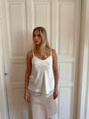 Daniana satintop med blonder - Hvid