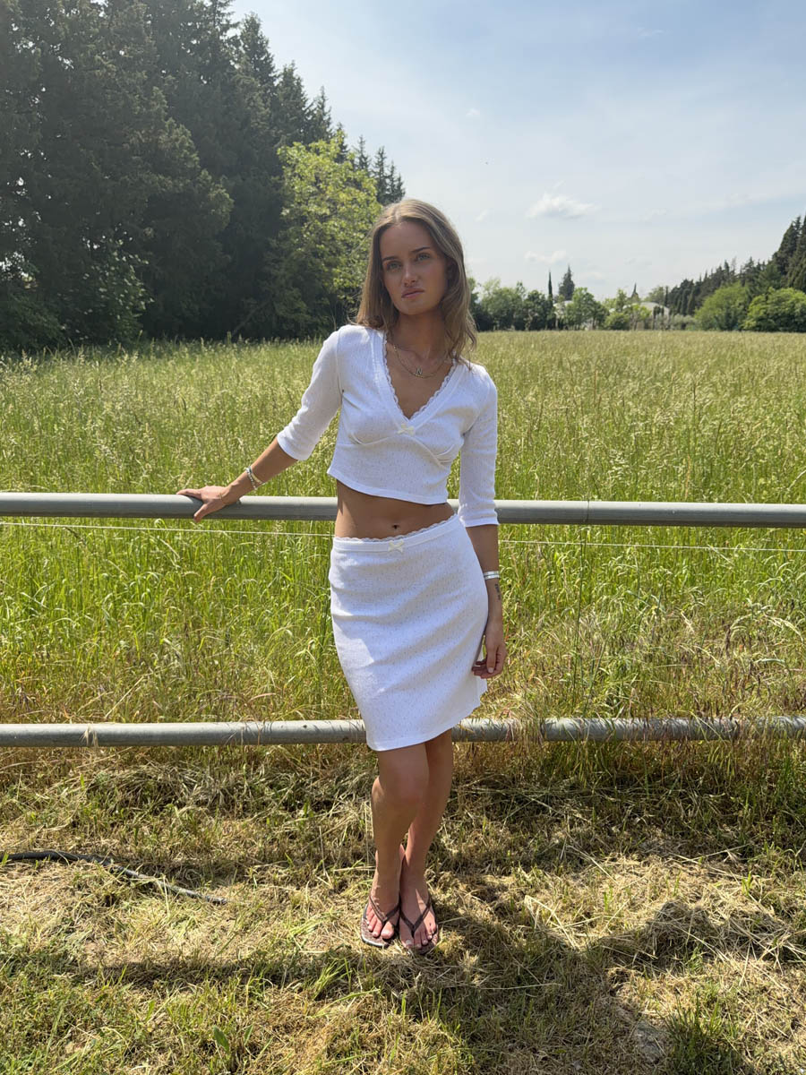 Shay pointelle nederdel - Hvid