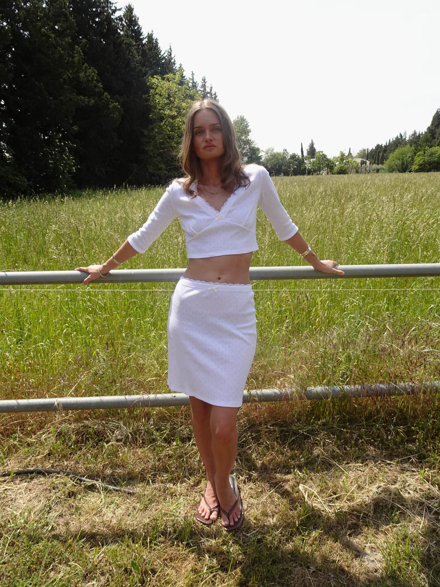 Shay pointelle nederdel - Hvid