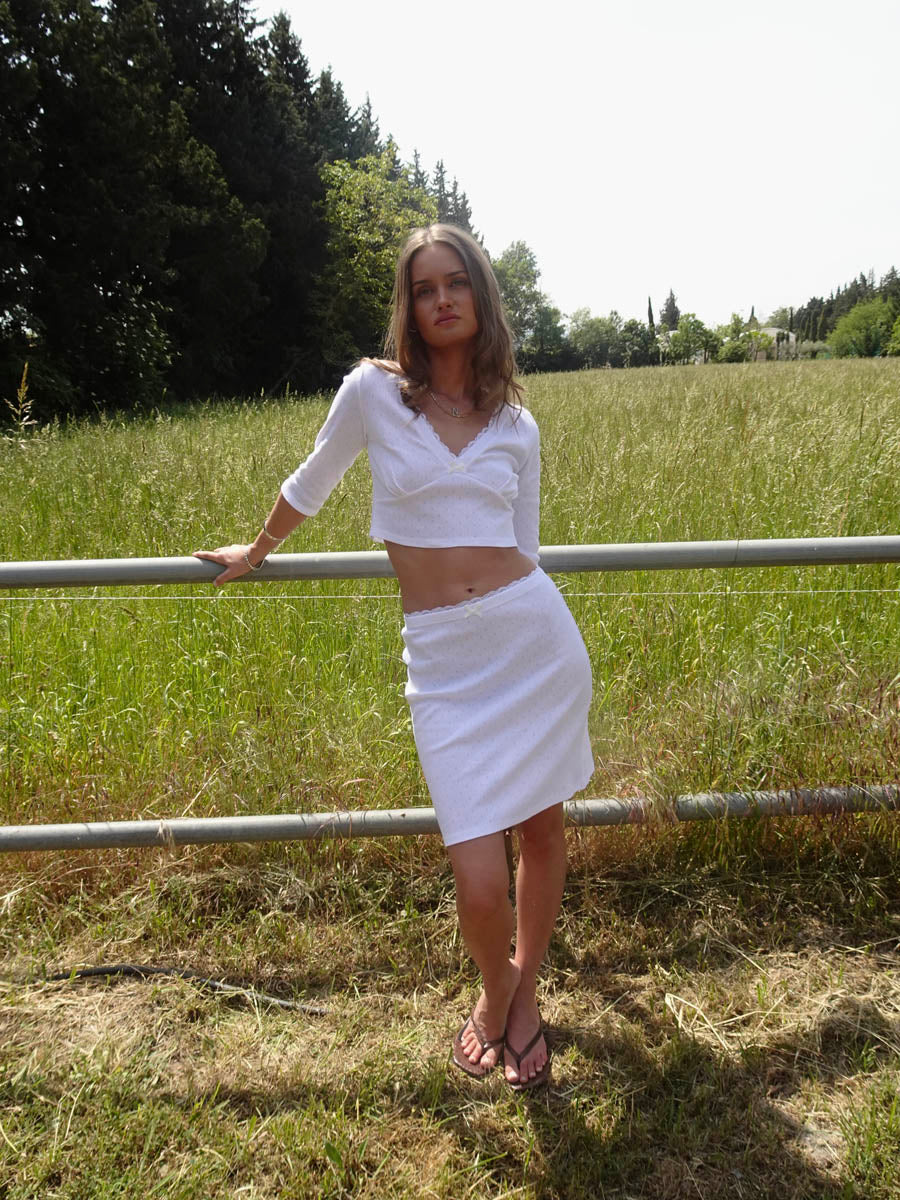 Shay pointelle nederdel - Hvid