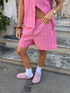 Lula shorts med striber - Pink/hvid/sort