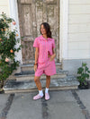Lula shorts med striber - Pink/hvid/sort