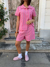 Lula shorts med striber - Pink/hvid/sort