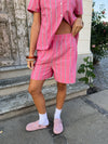 Lula shorts med striber - Pink/hvid/sort