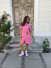 Lula shorts med striber - Pink/hvid/sort