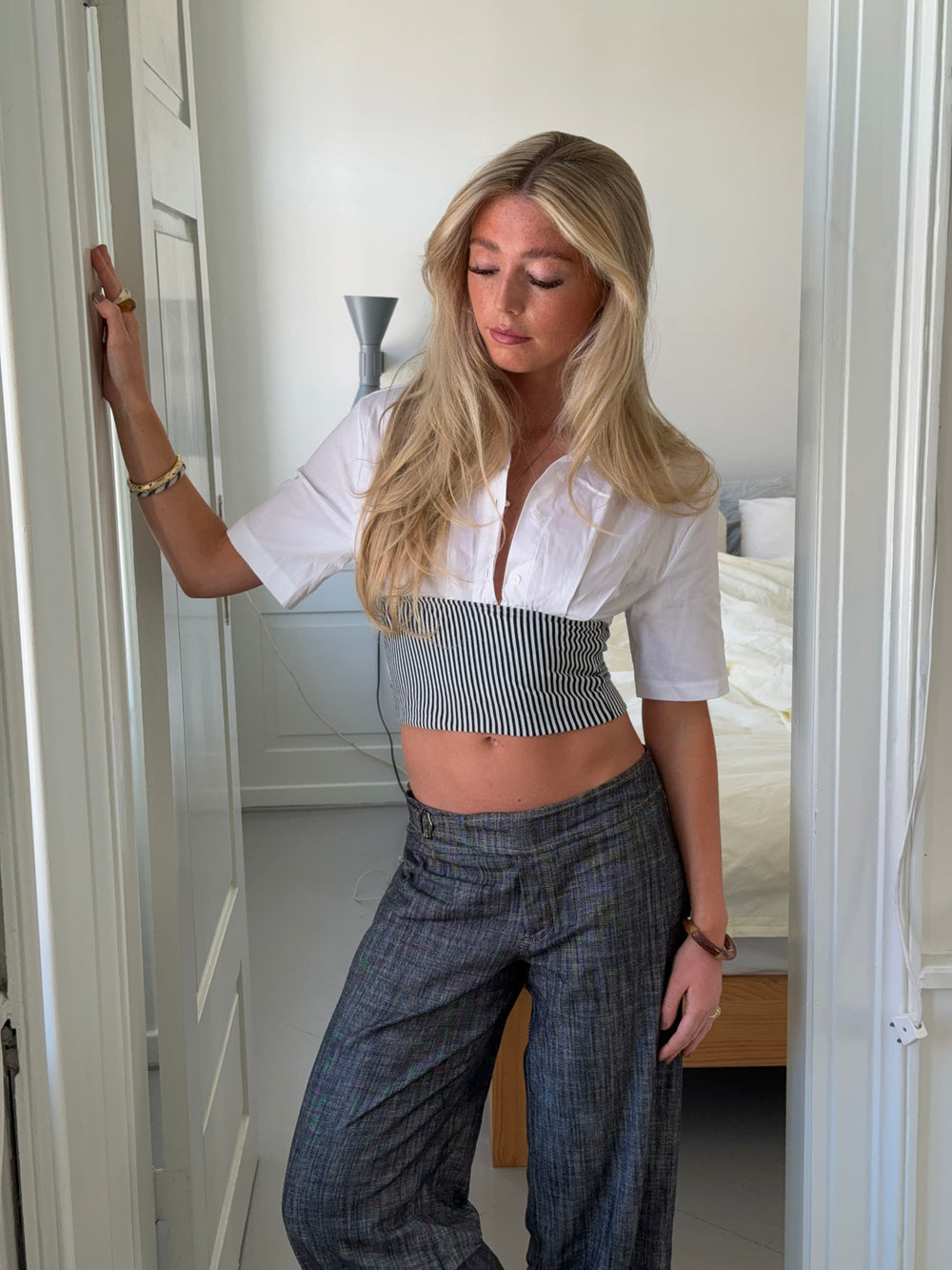 Sarafina skjorte - Hvid/navy