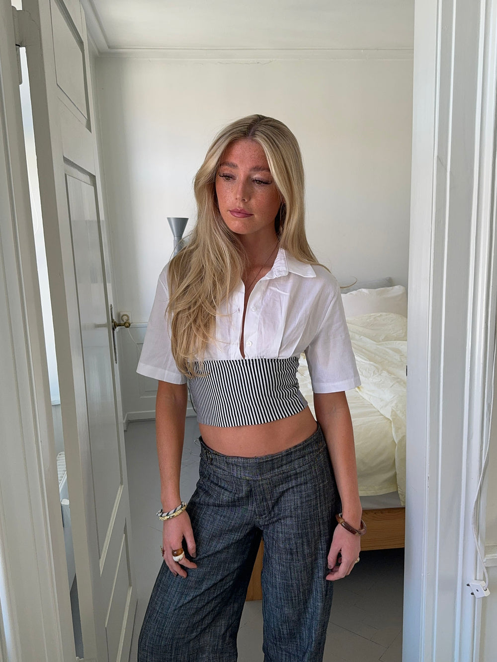 Sarafina skjorte - Hvid/navy