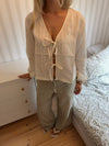 Tuniva bluse med bindedetaljer - Off white