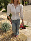 Smilly figursyet skjorte med broderi - Off white