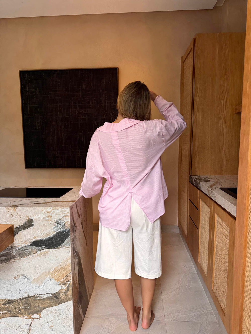 Kendall skjorte med striber - Lyserød/hvid