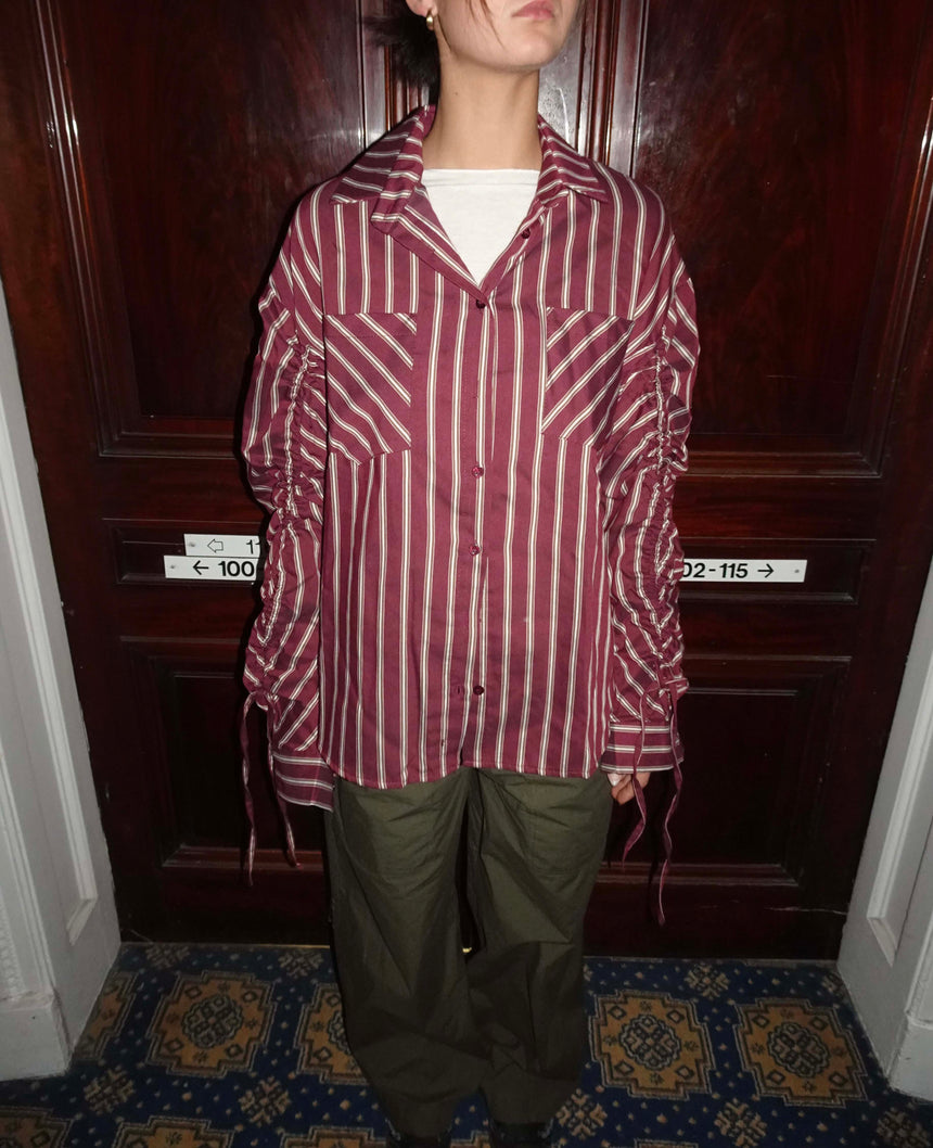 Sabina skjorte med striber - Burgundy/beige