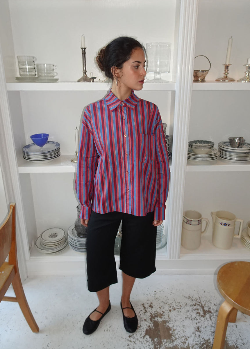 Kendall skjorte med striber - Lyserød/blå