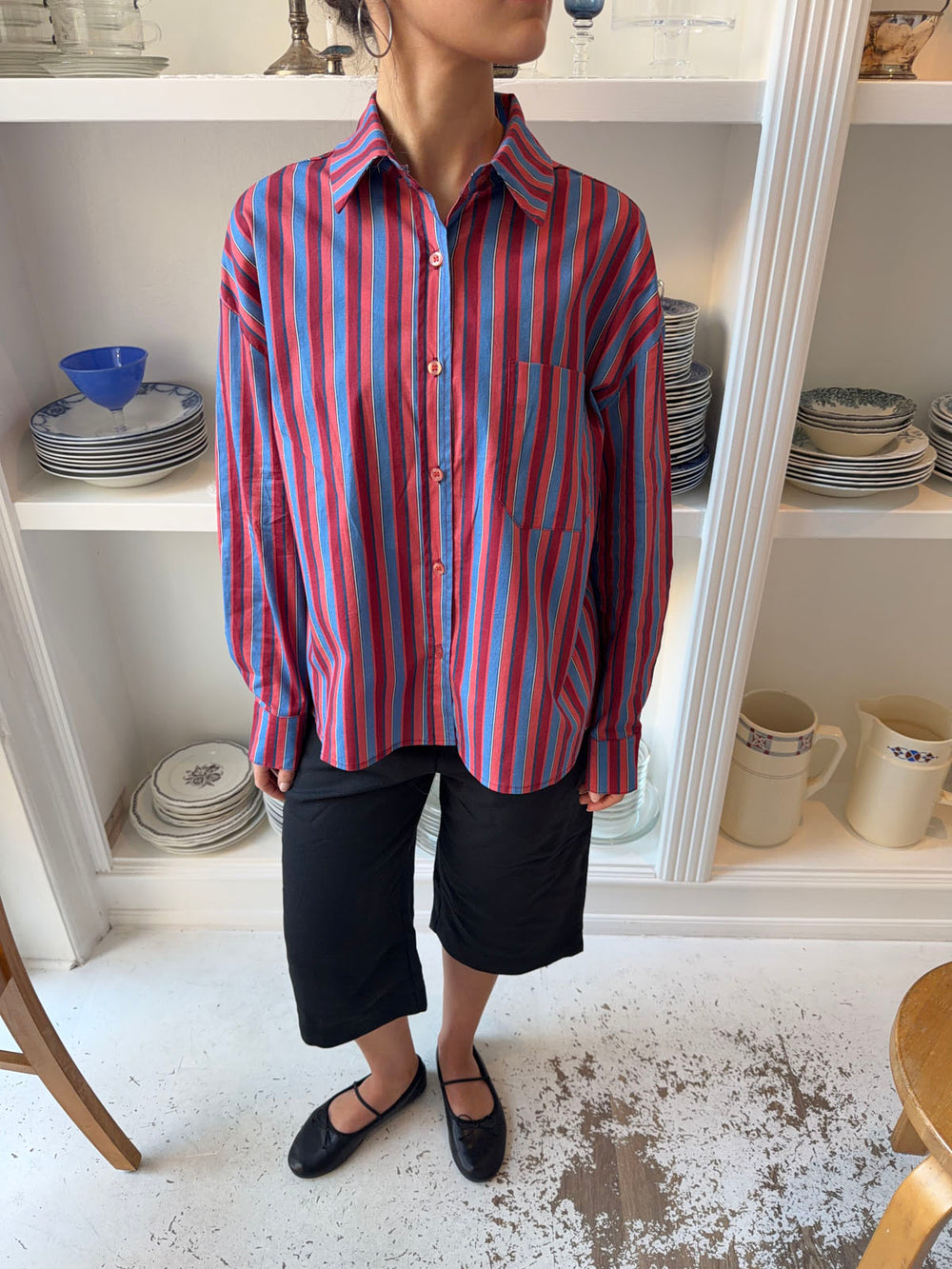 Kendall skjorte med striber - Lyserød/blå