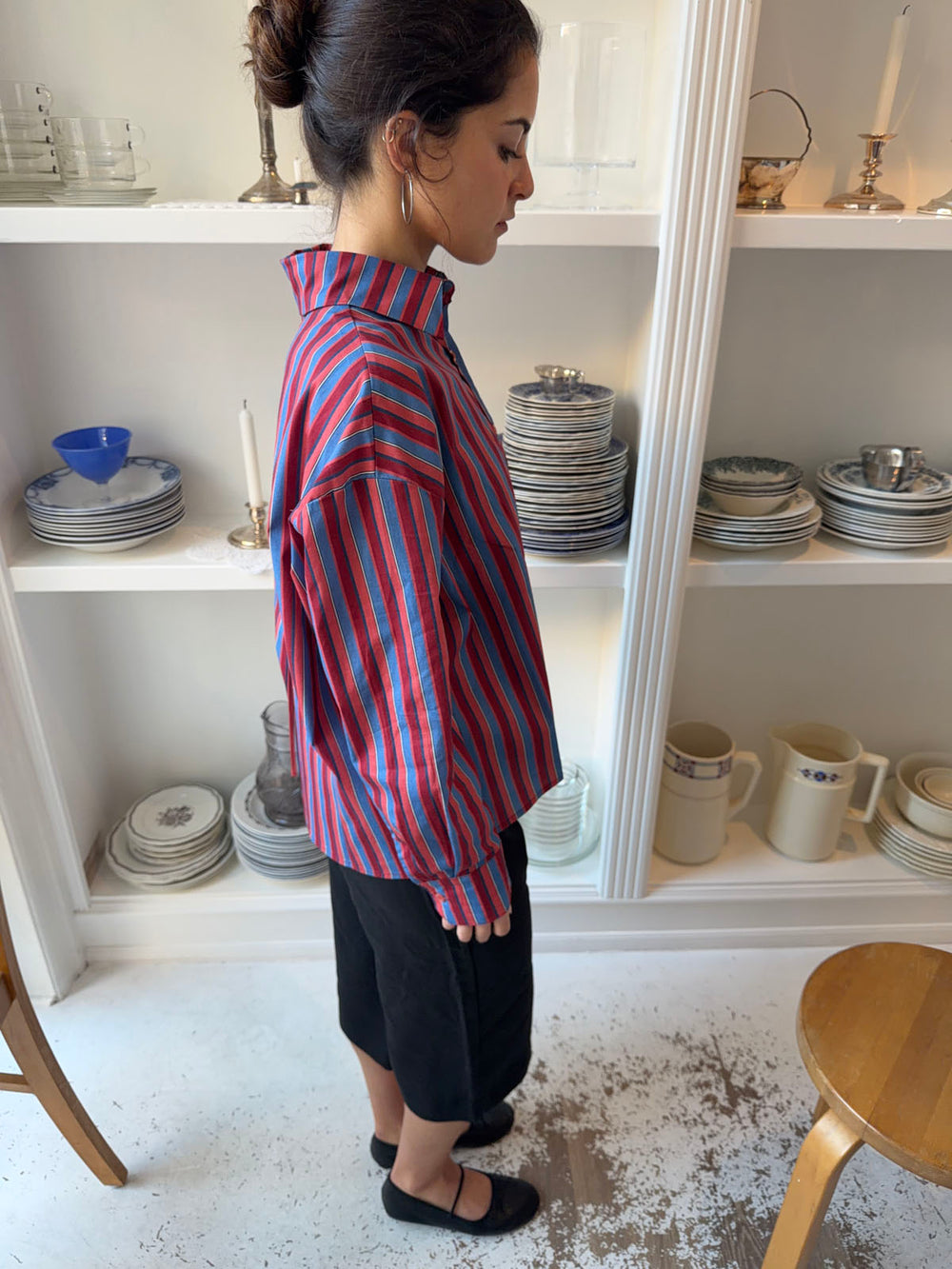 Kendall skjorte med striber - Lyserød/blå