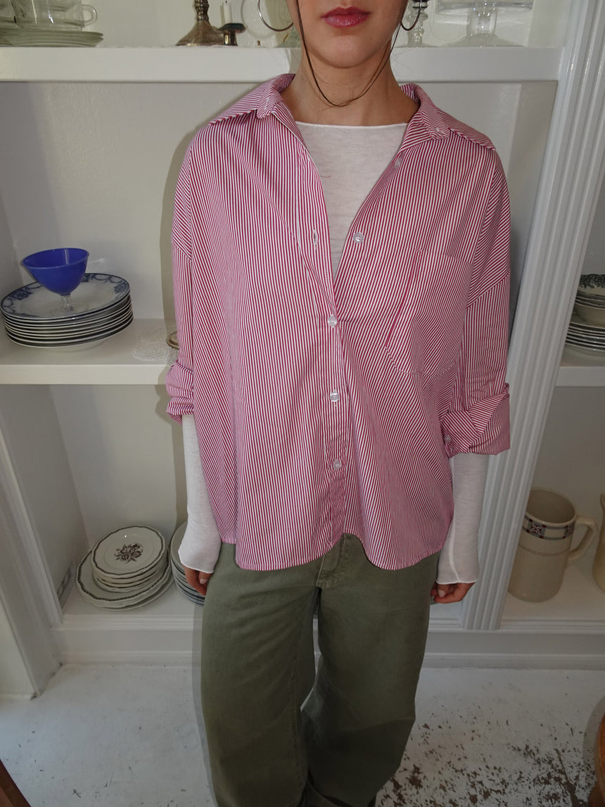 Kendall skjorte med striber - Rød/hvid