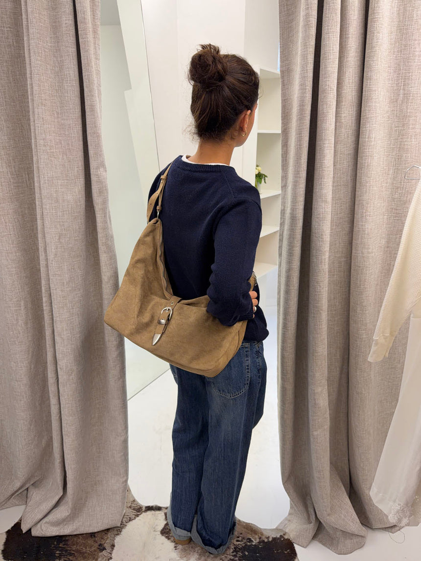 Kyle skuldertaske i ruskind - Brun