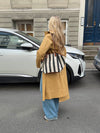 Enna skuldertaske med striber - Hvid/navy