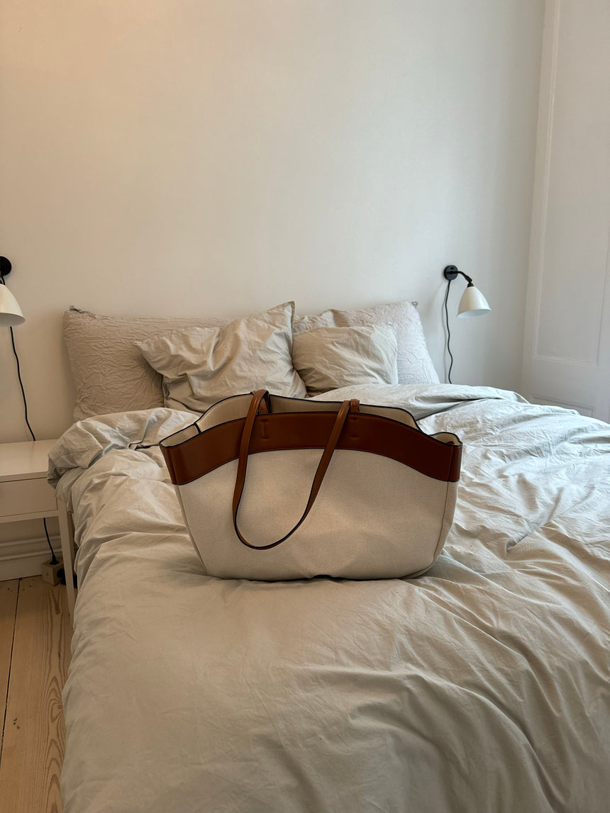 Dehli skuldertaske - Off white/brun