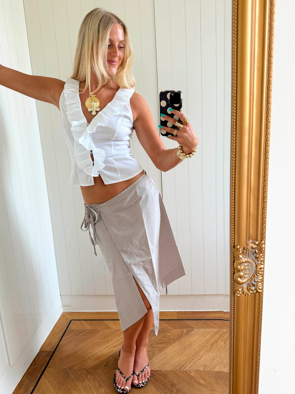 Scandivv slå-om-nederdel - Beige