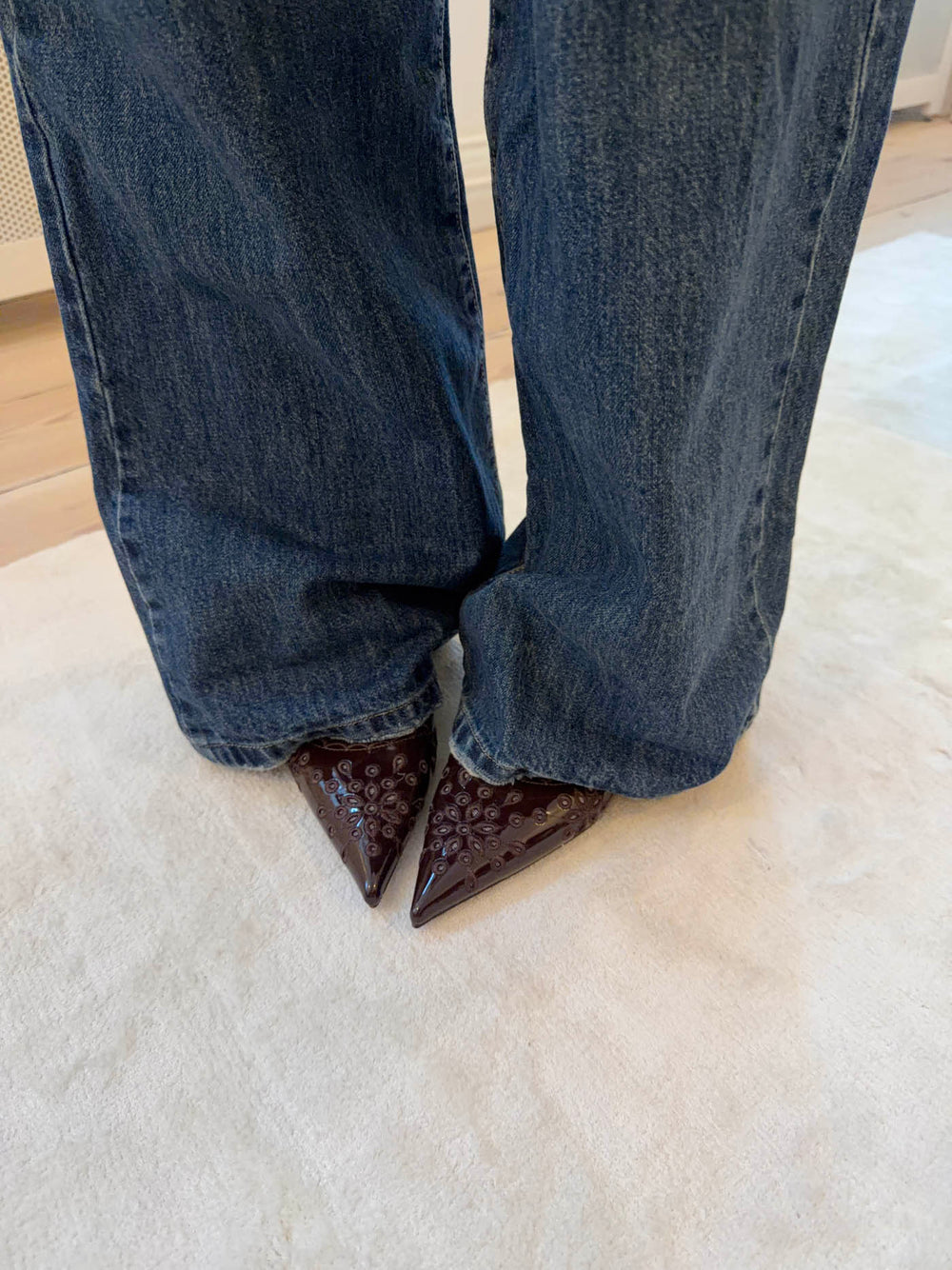 Ydun slingback hæle med detaljer - Mørkebrun