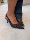 Ydun slingback hæle med detaljer - Mørkebrun