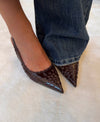Ydun slingback hæle med detaljer - Mørkebrun